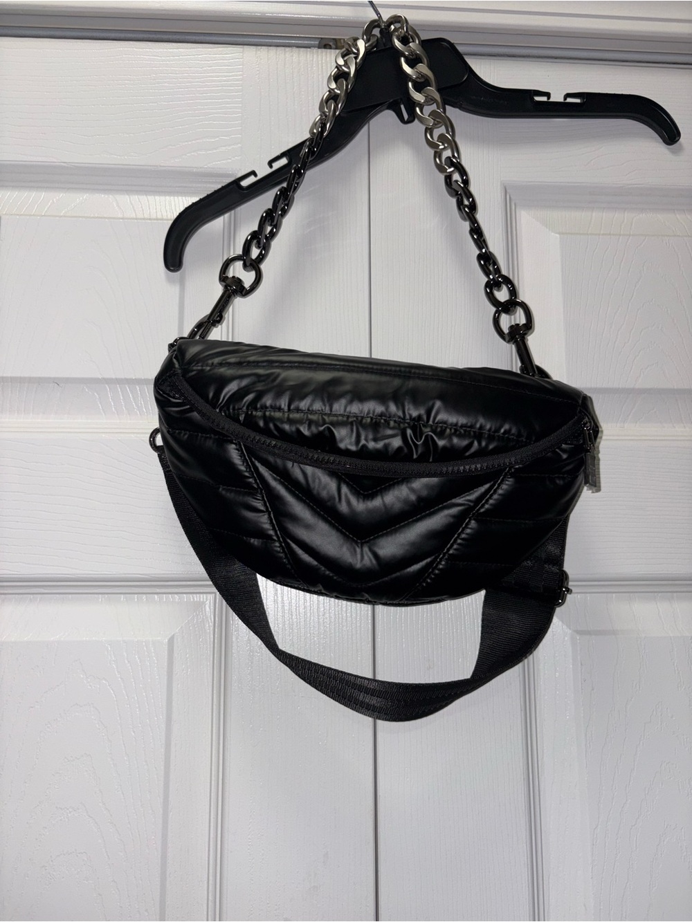 THINK ROYLN Black Quilted Crossbody Bag with Chain Strap